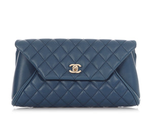 Chanel Blue Quilted Lambskin Fold Up Again Clutch