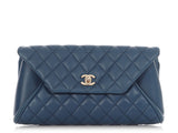 Chanel Blue Quilted Lambskin Fold Up Again Clutch