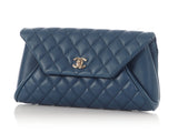 Chanel Blue Quilted Lambskin Fold Up Again Clutch