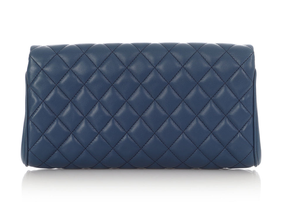 Chanel Blue Quilted Lambskin Fold Up Again Clutch