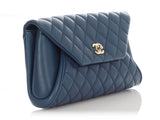 Chanel Blue Quilted Lambskin Fold Up Again Clutch