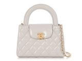 Chanel Small Light Gray Quilted Glazed Calfskin Nano Kelly