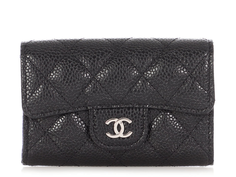 Chanel Black Quilted Caviar Classic  Holder