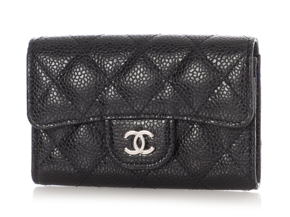 Chanel Black Quilted Caviar Classic  Holder