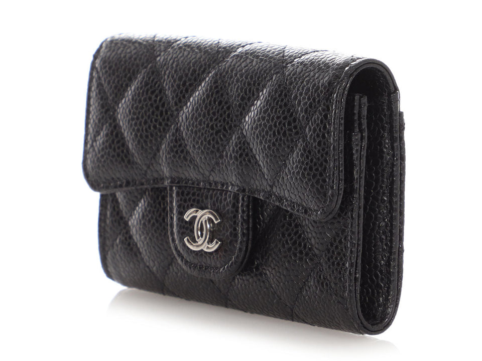 Chanel Black Quilted Caviar Classic  Holder
