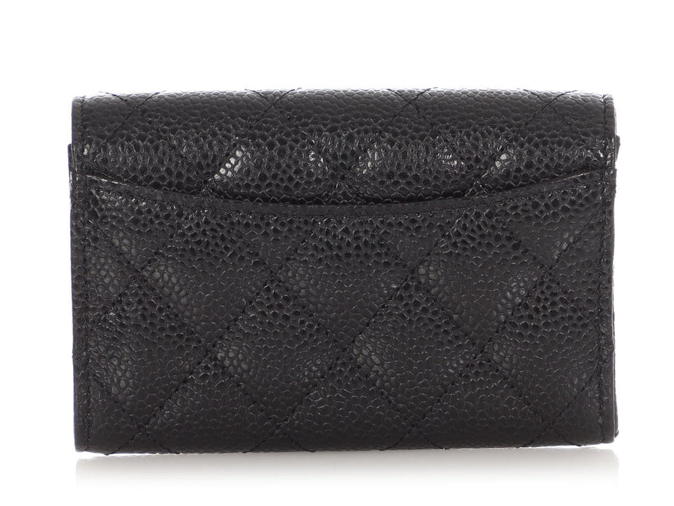 Chanel Black Quilted Caviar Classic  Holder