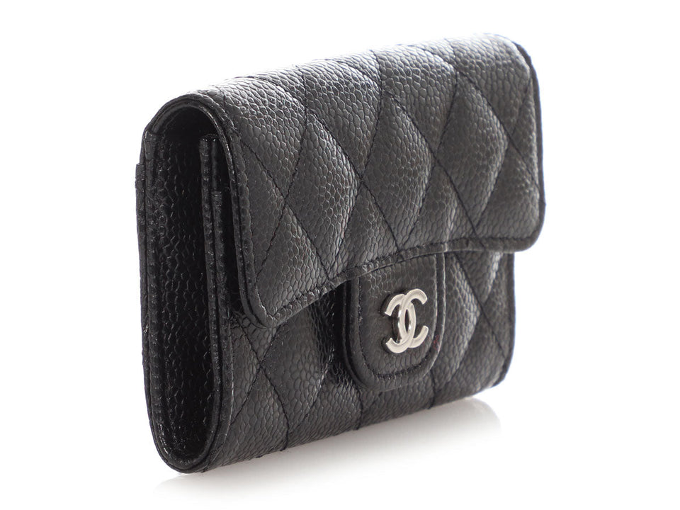 Chanel Black Quilted Caviar Classic  Holder