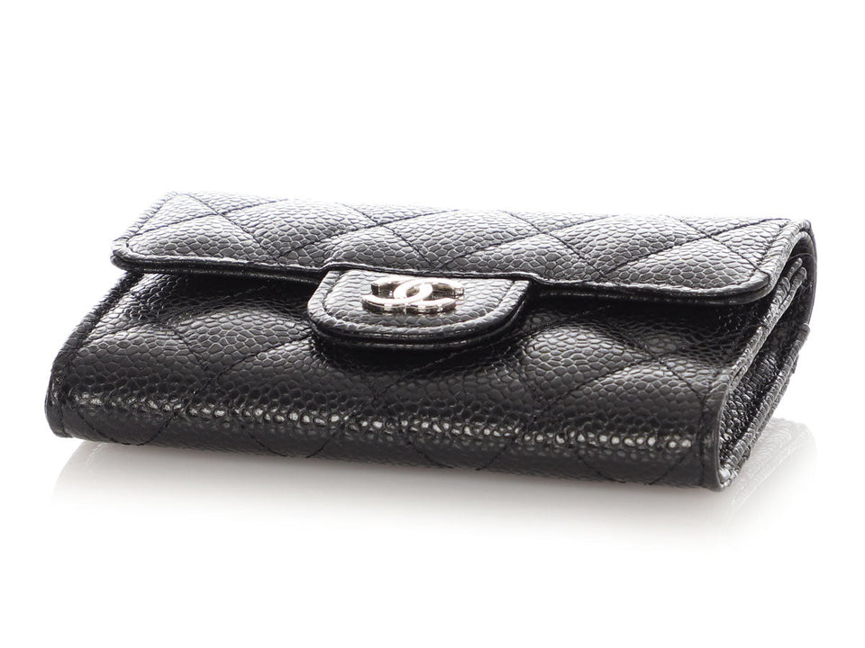 Chanel Black Quilted Caviar Classic  Holder