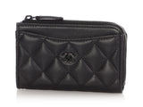 Chanel Black Quilted Lambskin Zip Around  Holder
