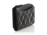 Chanel Black Quilted Lambskin Zip Around  Holder