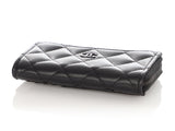 Chanel Black Quilted Lambskin Zip Around  Holder