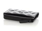 Chanel Black Quilted Lambskin Zip Around  Holder