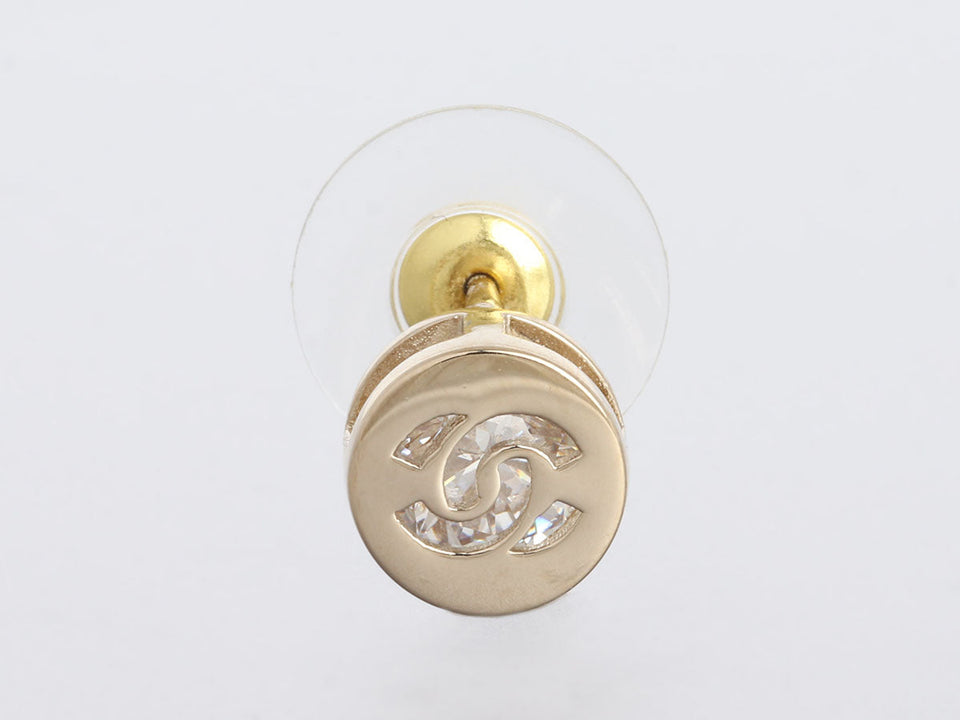 Chanel Crystal CC Pierced Earrings