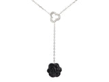 Chanel 18K White Gold Diamond and Black Onyx Camélia Sculpté Drop Necklace