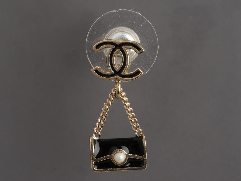 Chanel Tiny Handbag Drop Pierced Earrings