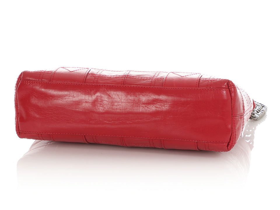 Chanel Red Square-Stitched Lambskin LAX Shoulder Bag