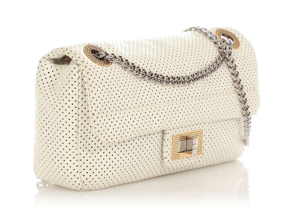 Chanel White Perforated Leather Drill Reissue Flap