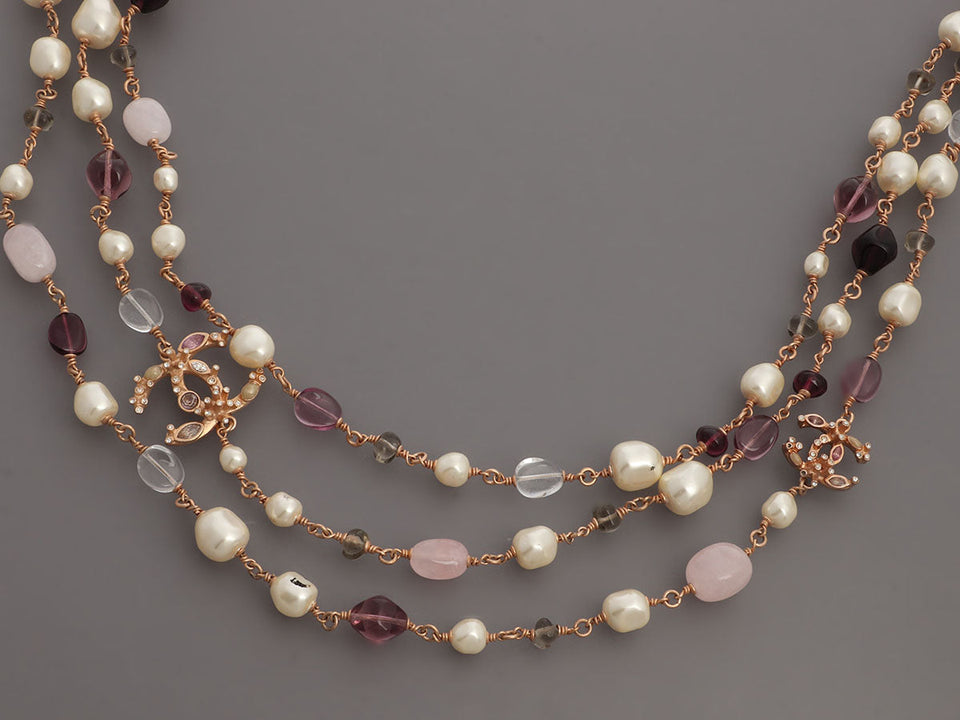 Chanel Layered Long Logo Necklace
