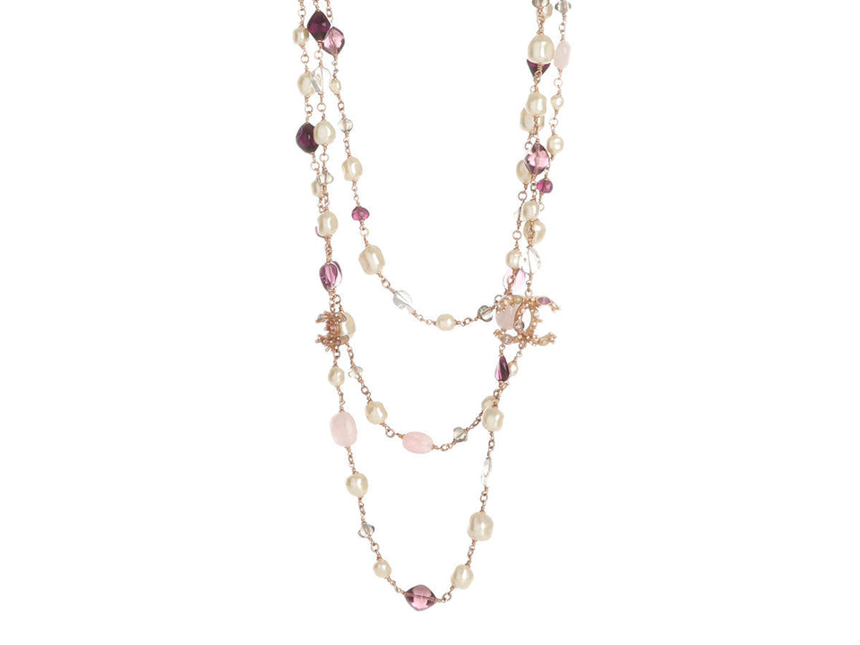 Chanel Layered Long Logo Necklace
