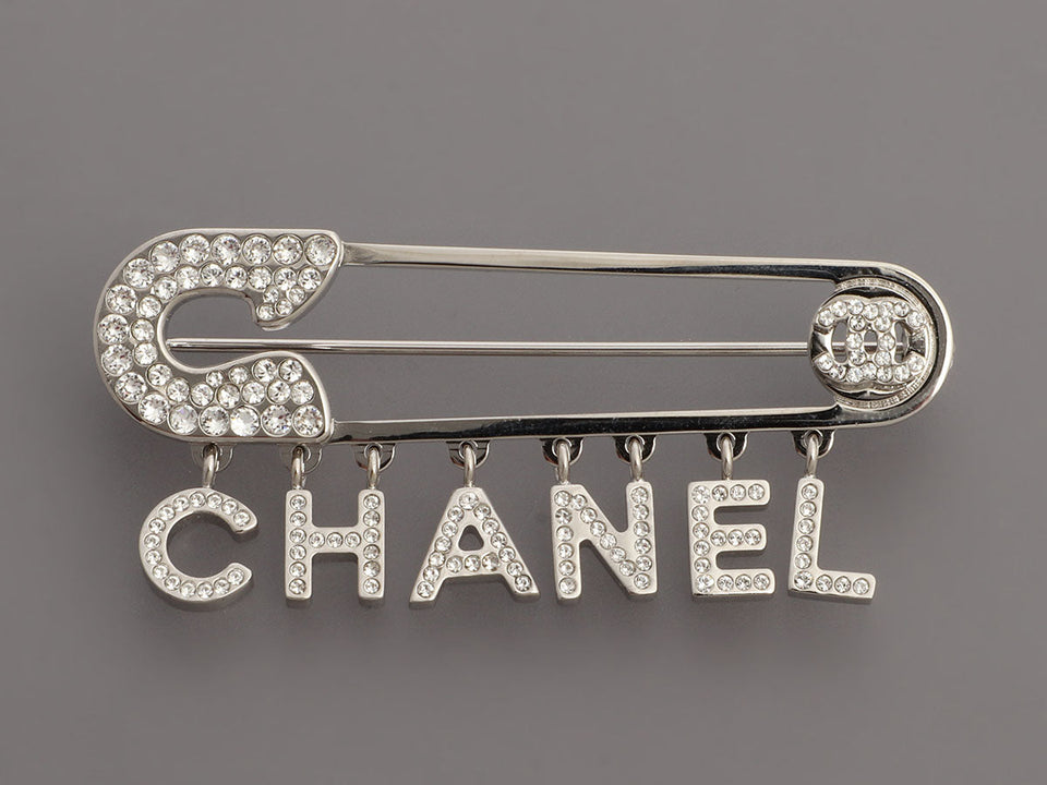 Chanel Crystal Safety Pin Brooch
