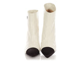 Chanel White Crinkled Patent Capped Toe Booties