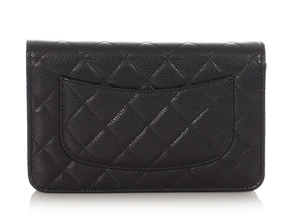 Chanel Black Quilted Caviar Wallet On Chain WOC