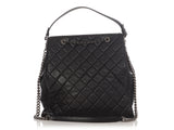 Chanel Large Black Quilted Soft Caviar CC Accordion Bucket Bag