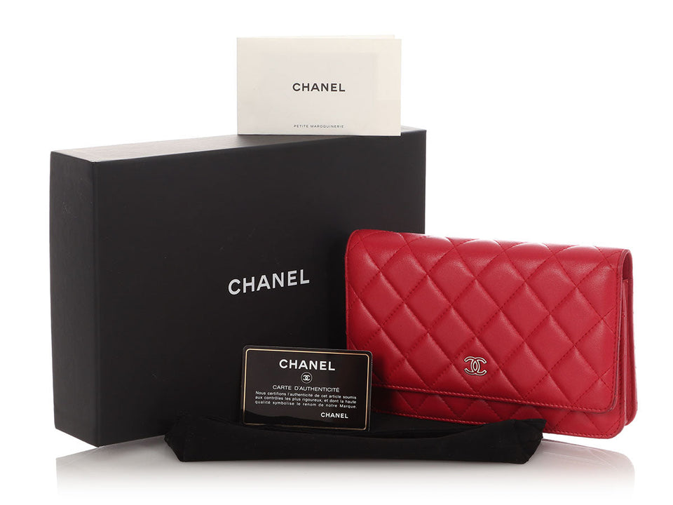 Chanel Raspberry Lambskin Wallet on Chain WOC