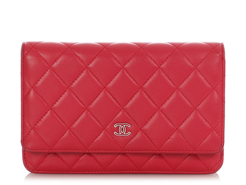 Chanel Raspberry Lambskin Wallet on Chain WOC
