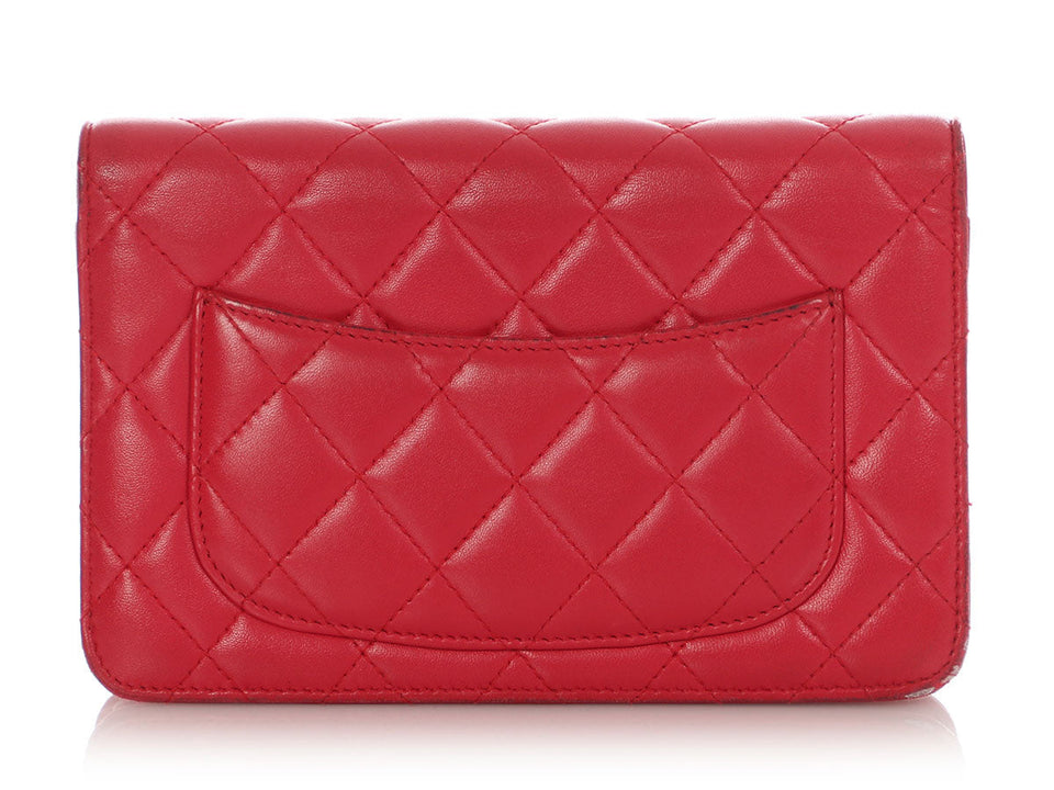 Chanel Raspberry Lambskin Wallet on Chain WOC
