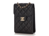 Chanel Black Quilted Caviar Classic Crossbody Phone Case