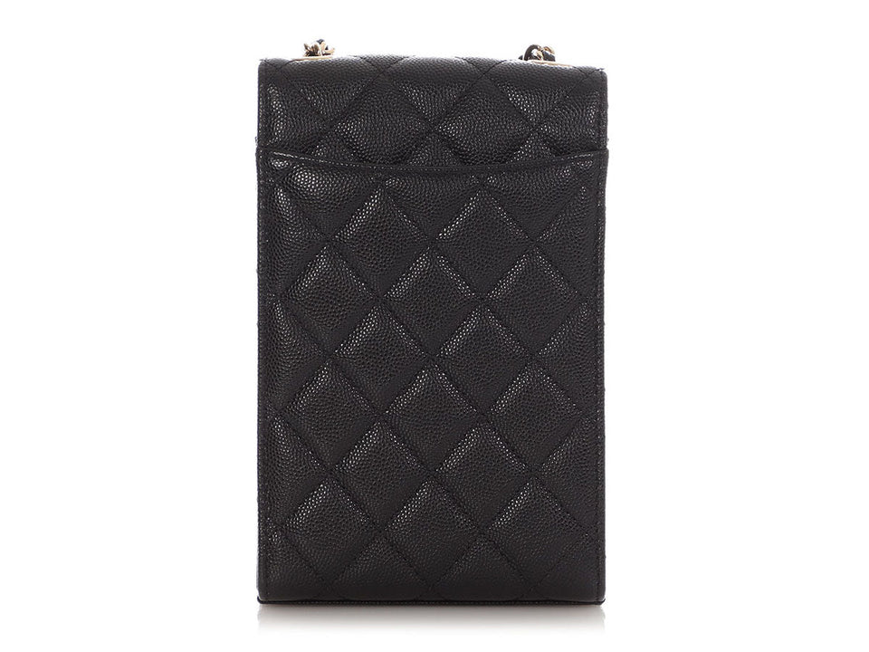 Chanel Black Quilted Caviar Classic Crossbody Phone Case