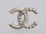 Chanel Crystal and Pearl Logo Pierced Earrings