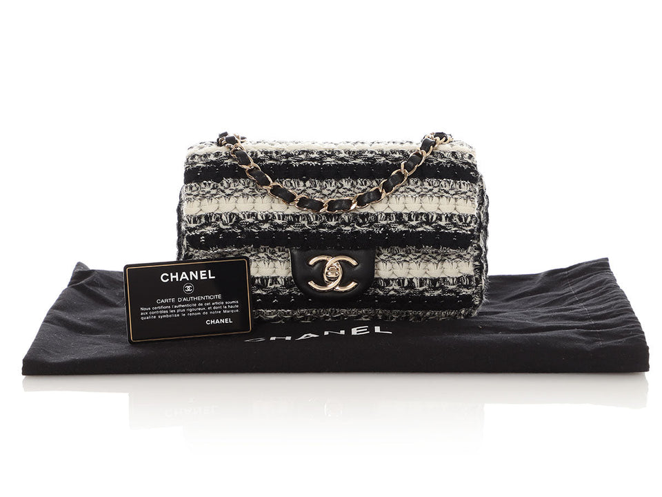 Chanel Mini Black and White Tweed Classic