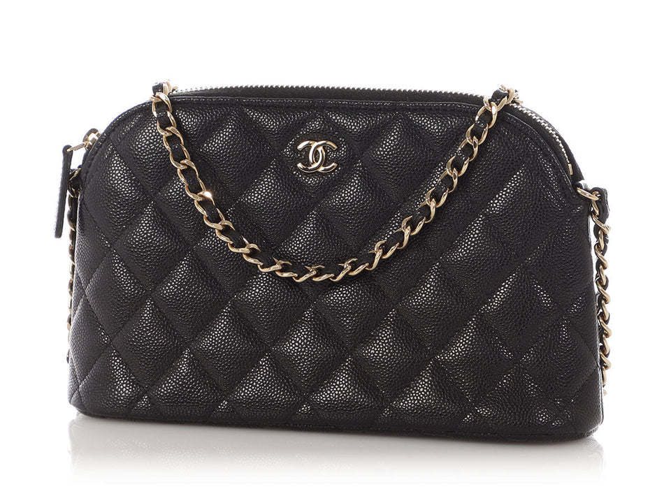 Chanel Small Black Quilted Caviar Crossbody Pouch