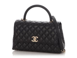 Chanel Small Black Quilted Caviar Coco Handle