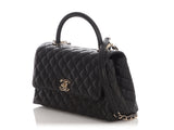 Chanel Small Black Quilted Caviar Coco Handle