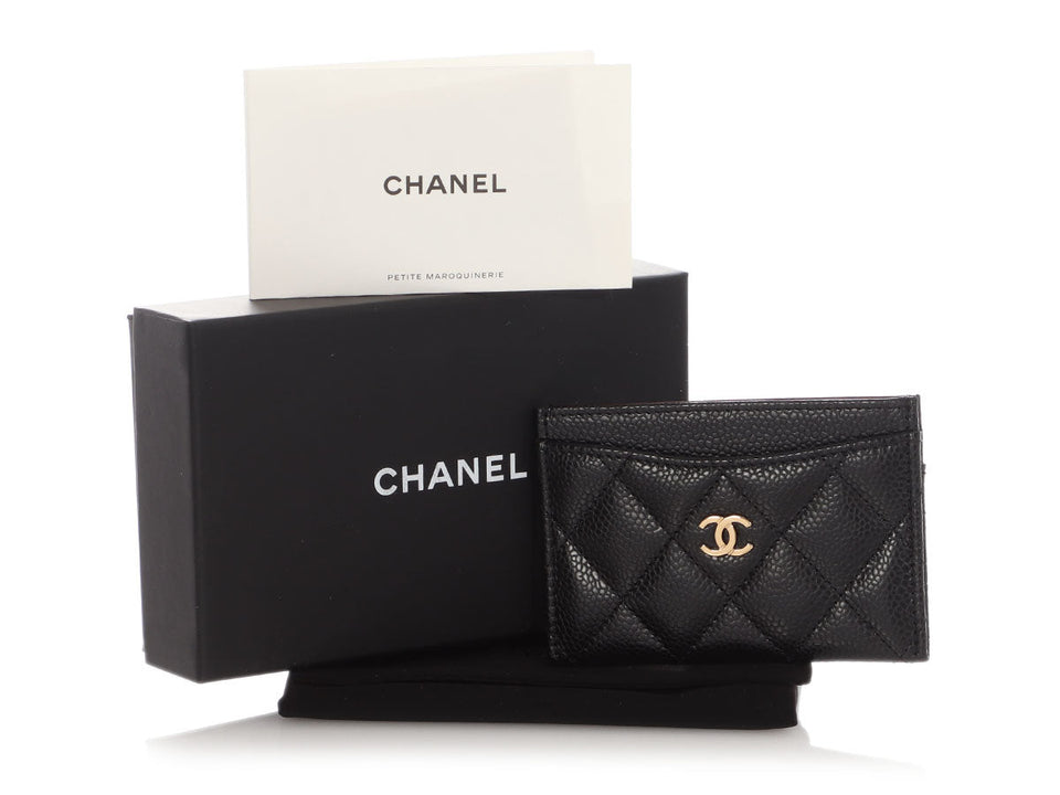 Chanel Black Quilted Caviar Classic  Case