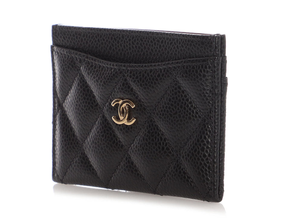 Chanel Black Quilted Caviar Classic  Case