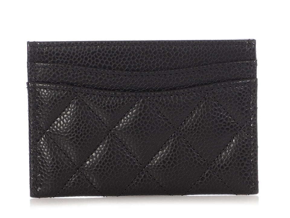 Chanel Black Quilted Caviar Classic  Case