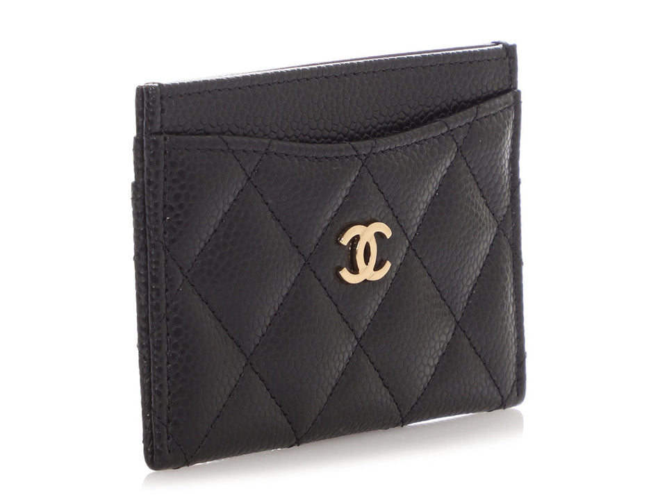 Chanel Black Quilted Caviar Classic  Case