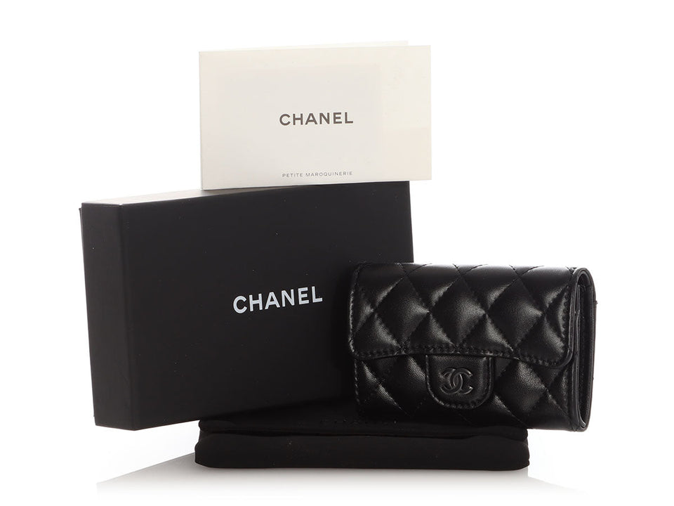 Chanel So Black Quilted Lambskin Flap  Holder