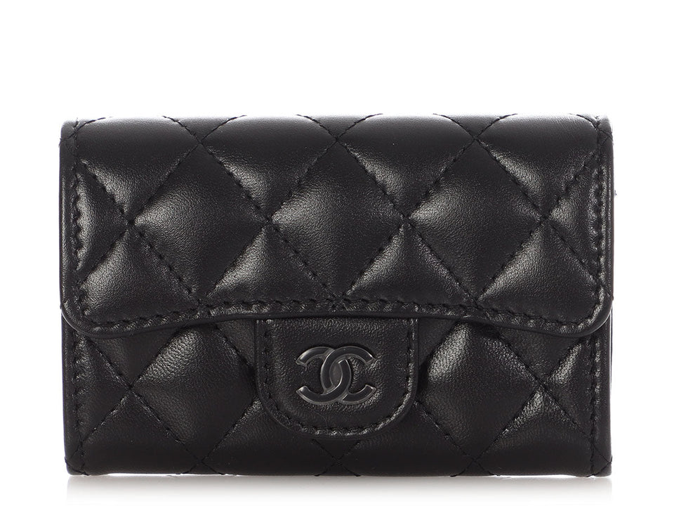 Chanel So Black Quilted Lambskin Flap  Holder