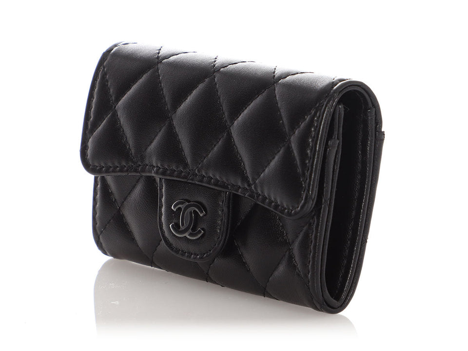 Chanel So Black Quilted Lambskin Flap  Holder