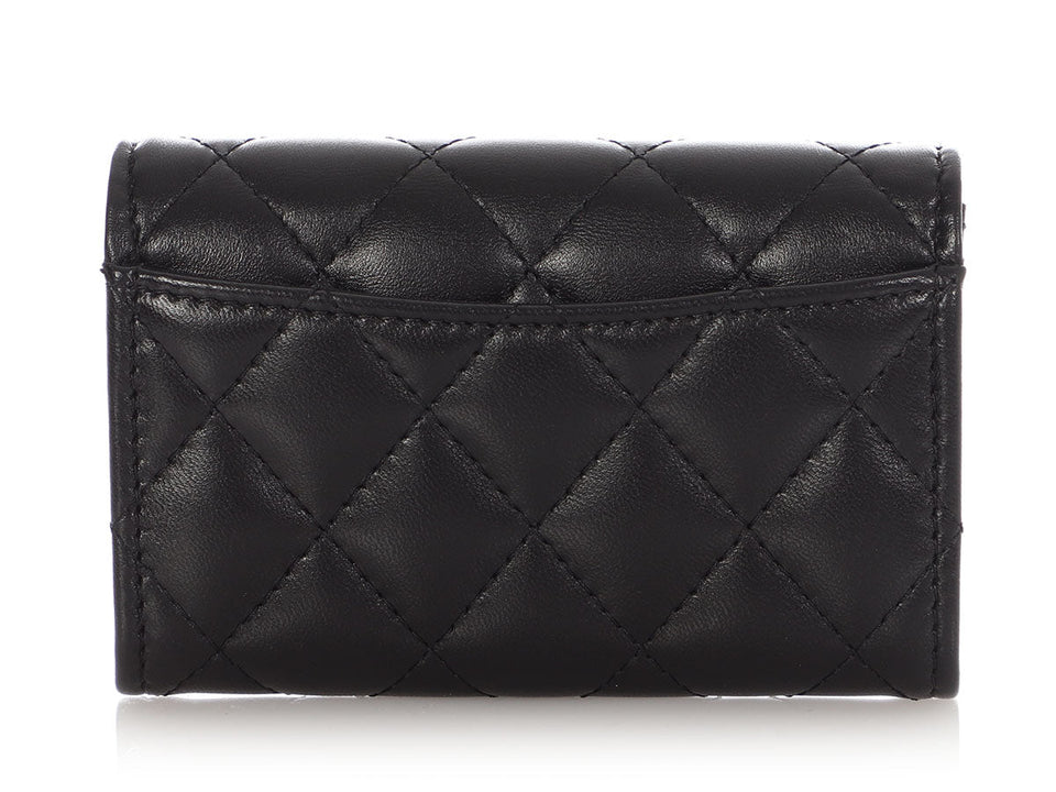 Chanel So Black Quilted Lambskin Flap  Holder