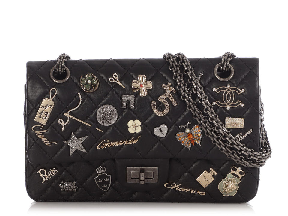 Chanel Black Quilted Aged Calfskin Lucky Charms Reissue 225