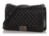 Chanel New Medium Black Quilted Lambskin Boy Bag
