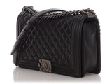 Chanel New Medium Black Quilted Lambskin Boy Bag