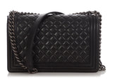 Chanel New Medium Black Quilted Lambskin Boy Bag
