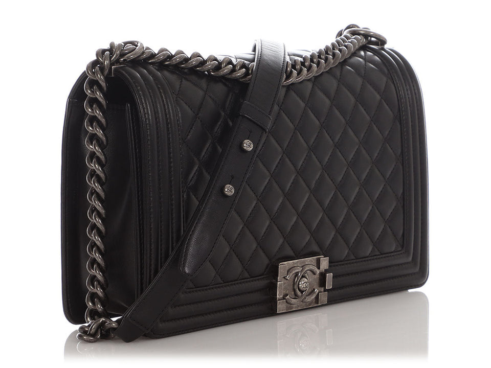 Chanel New Medium Black Quilted Lambskin Boy Bag